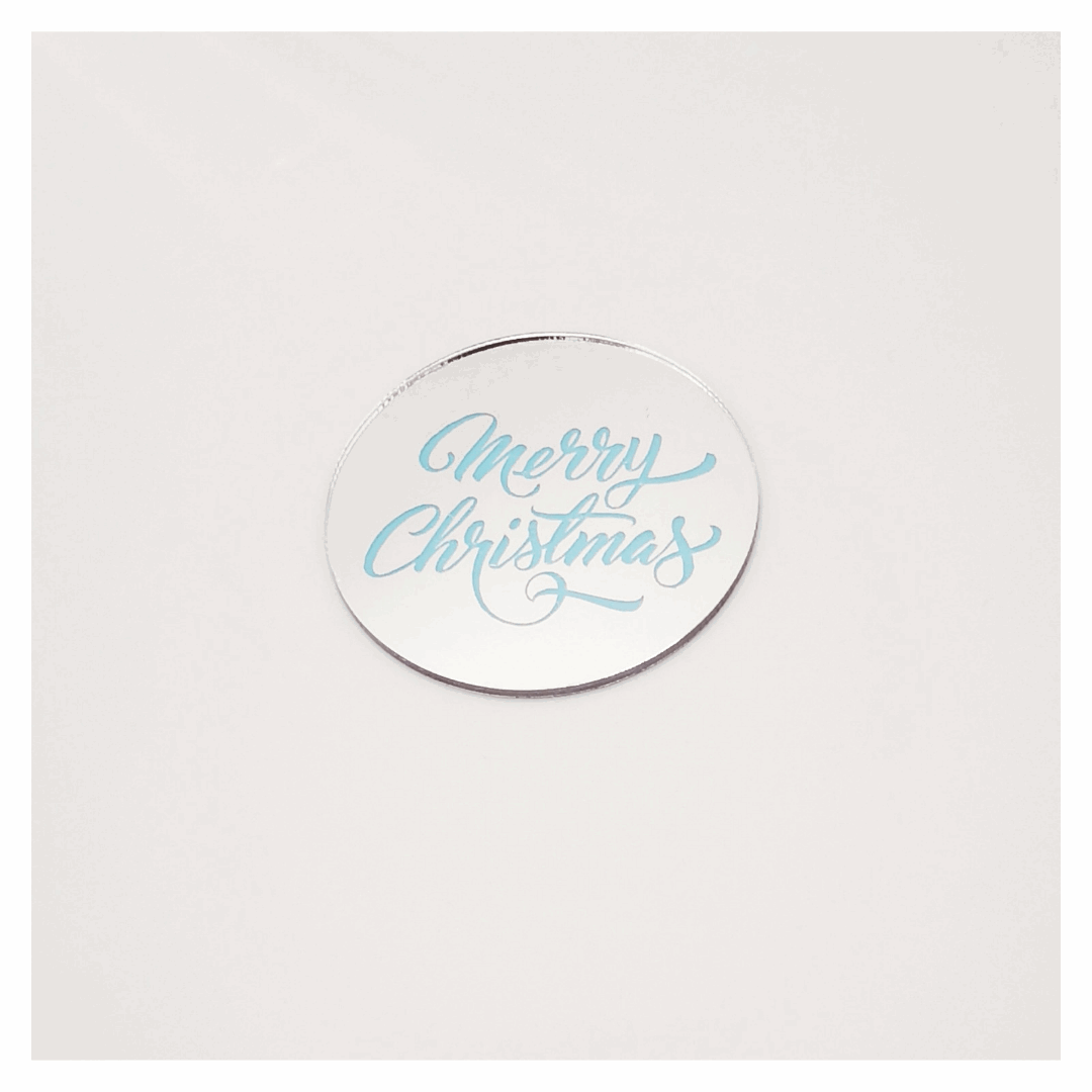 Cupcake Topper Silber "Merry Christmas"