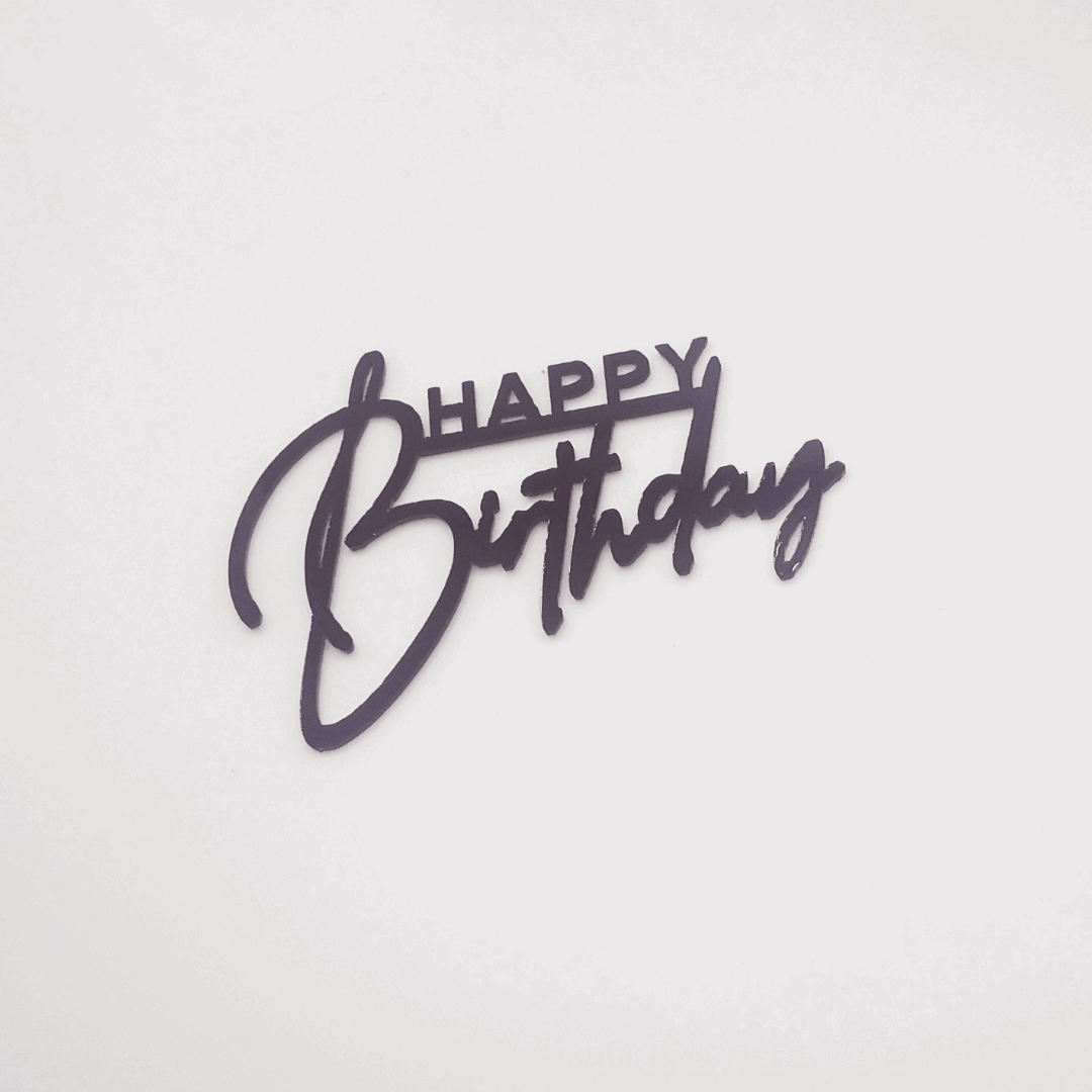 Cake Topper Schriftzug schwarz "Happy Birthday"