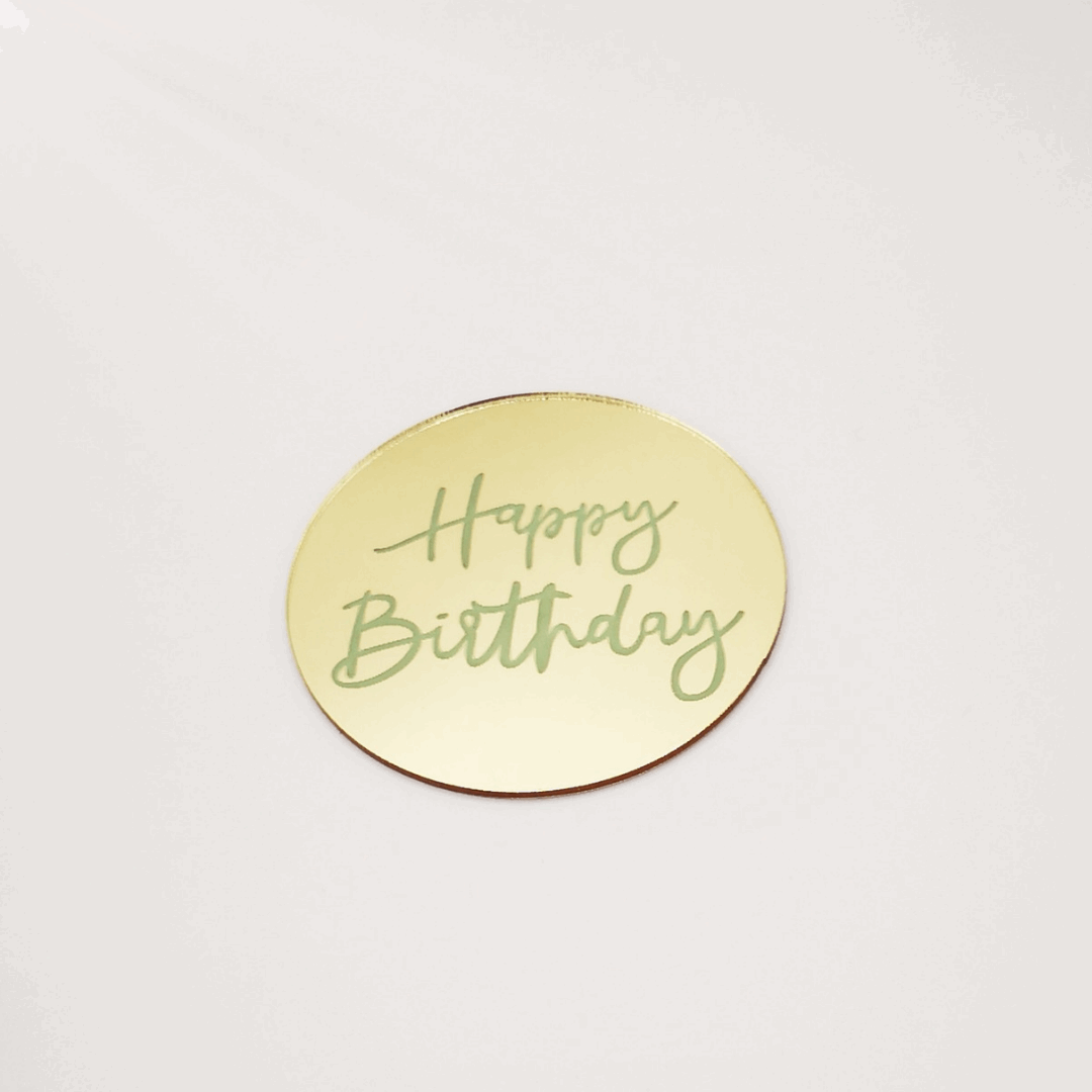 Cupcake Topper Gold "Happy Birthday"