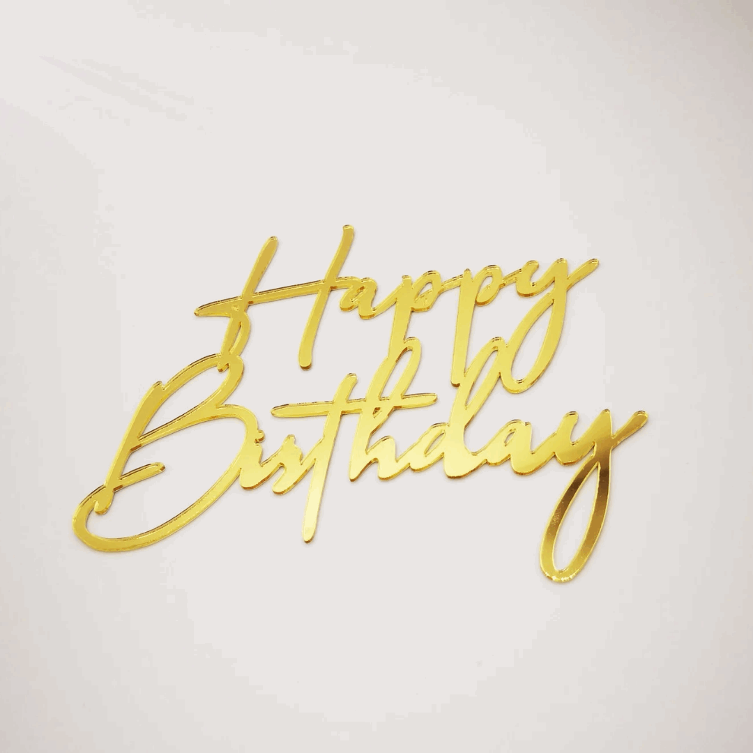 Cake Topper Schriftzug Gold "Happy Birthday"