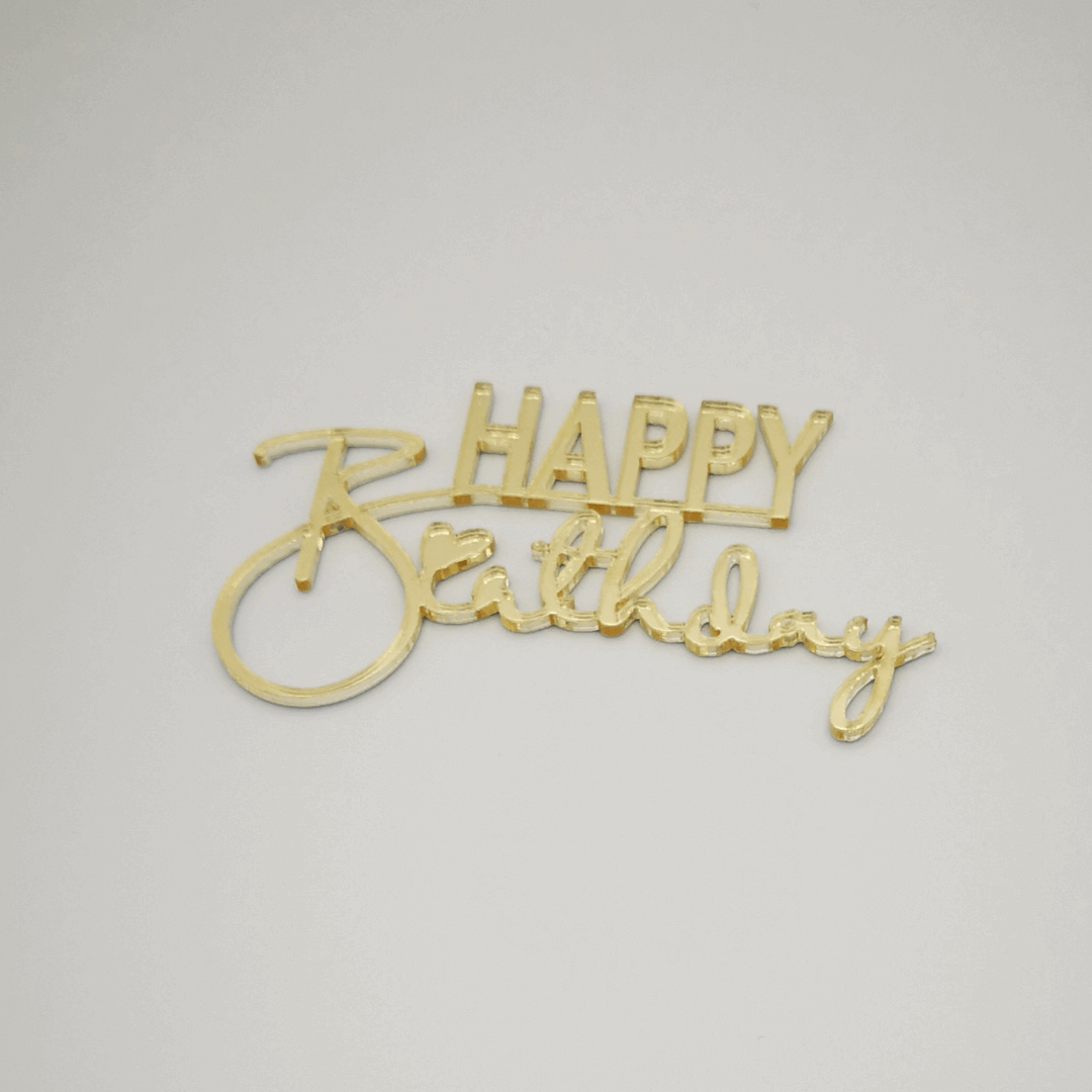 Cake Topper Schriftzug Gold "Happy Birthday"