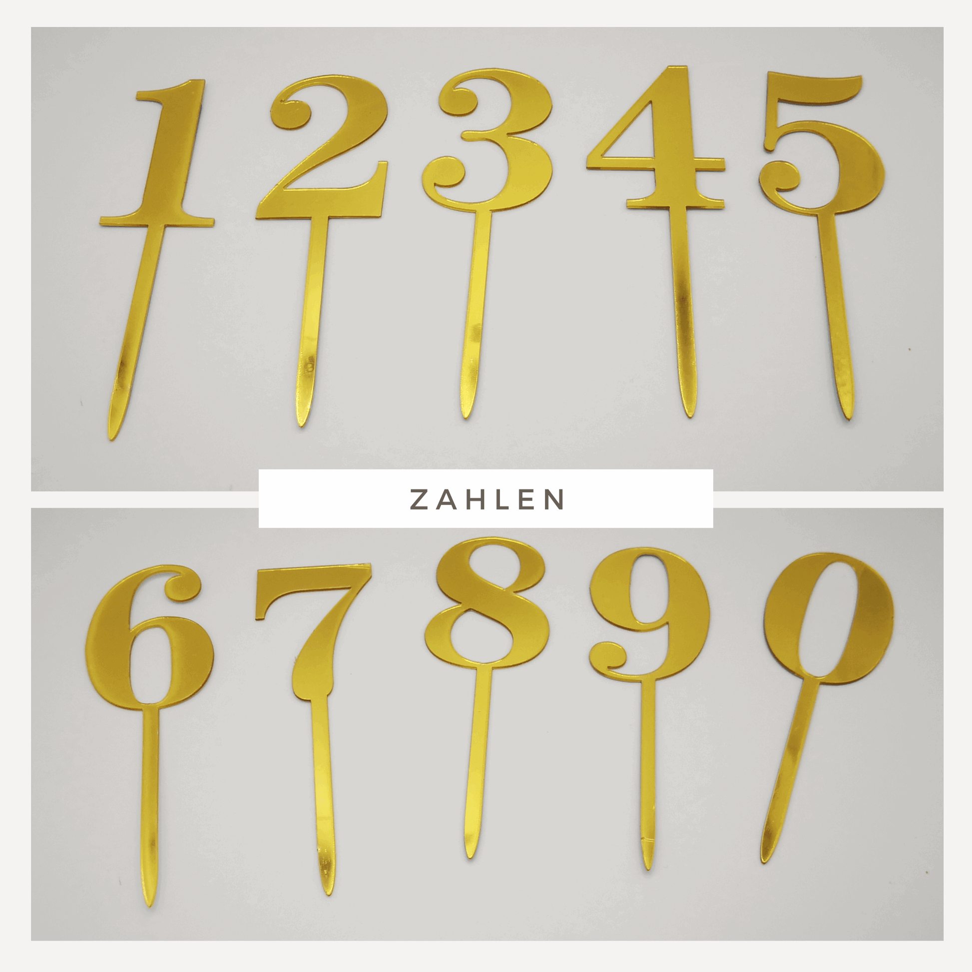 Cake Topper "Zahlen 0-9 Gold"