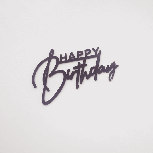 Cake Topper Schriftzug schwarz "Happy Birthday"