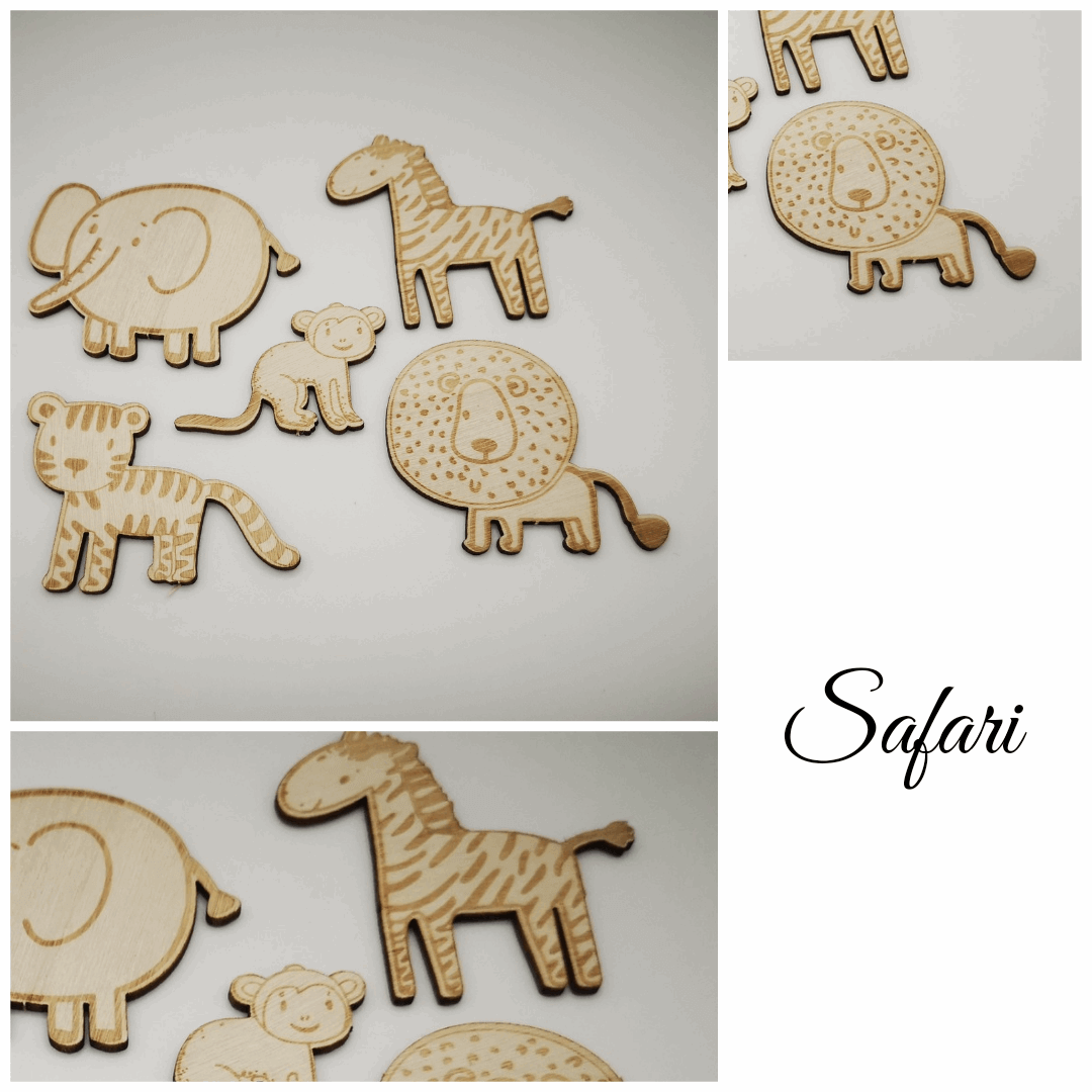 Tortendeko "Safarifreunde 5er Set" Holz