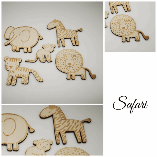 Tortendeko "Safarifreunde 5er Set" Holz