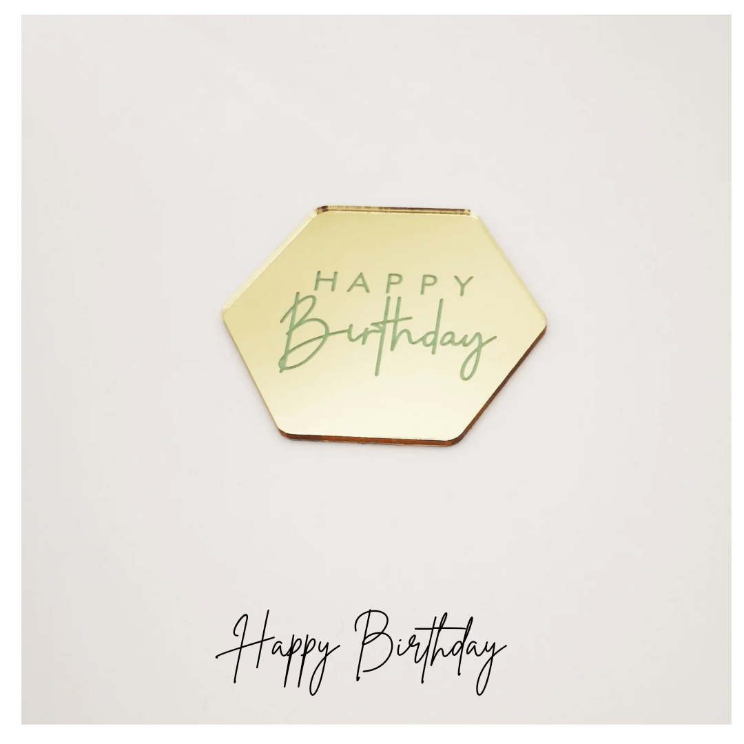 Cupcake Topper Gold "Happy Birthday"