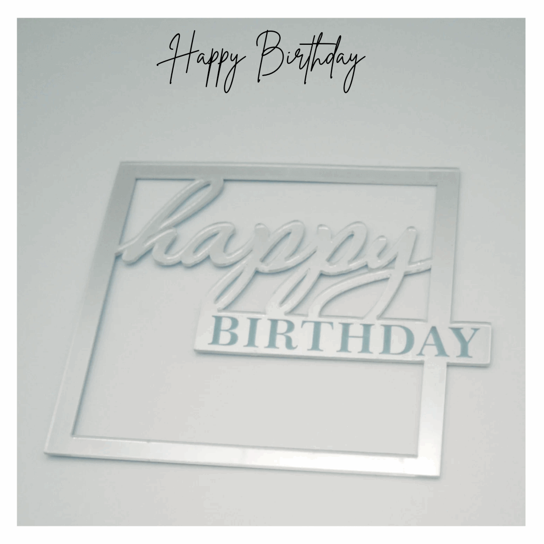 Cake Topper Silber "Happy Birthday"